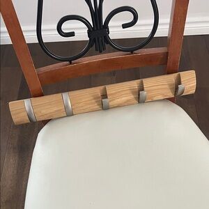 Elegant Wooden coat hook with Silver Bands holds 5 coats